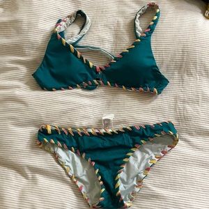 Becca reversible green and white bikini